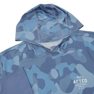 NEW AFTCO OG CAMO UVX Performance Hoodie Fishing Long Sleeve Shirt UPF Mens L